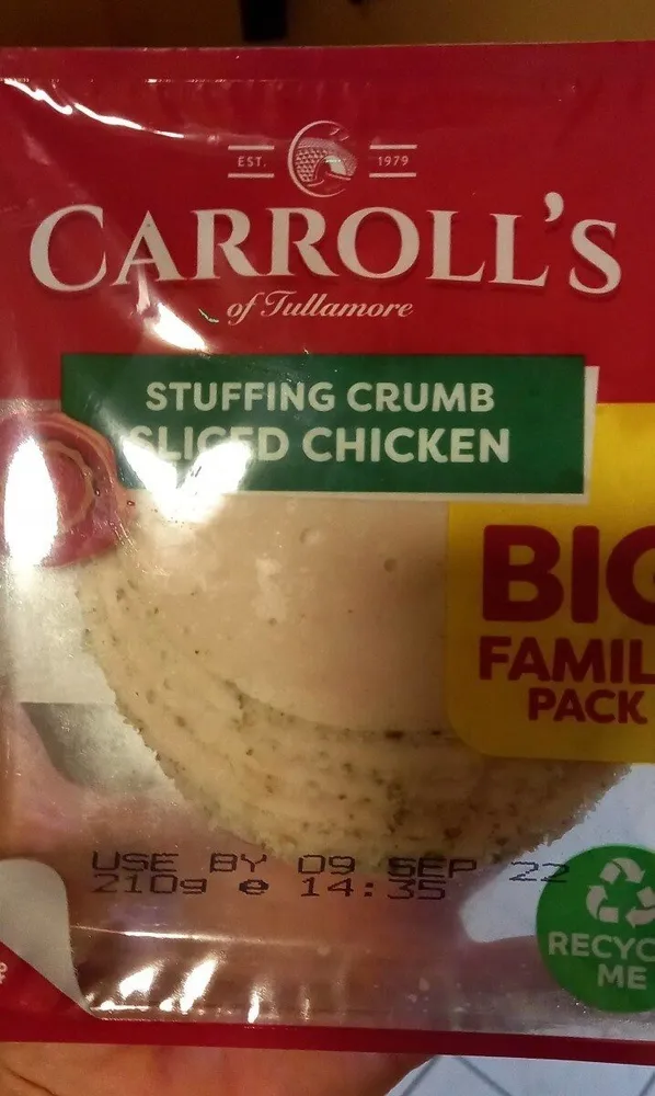Stuffing crumb sliced chicken