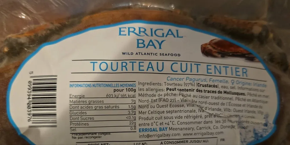 Tourteau cuit entier