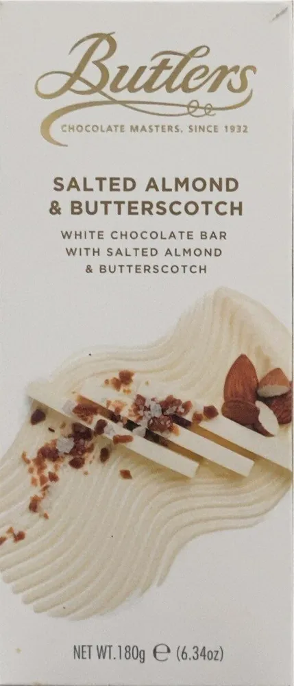 Salted almond and butterscotch white chocolate