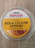 Red yellow peppers with cream cheese
