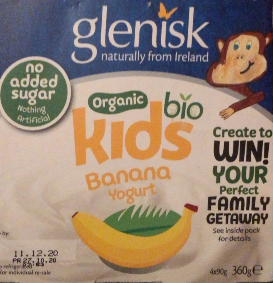 Glenisk kids bio banana yogurt