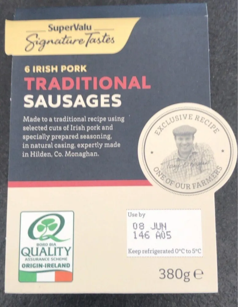 Irish pork sausaged