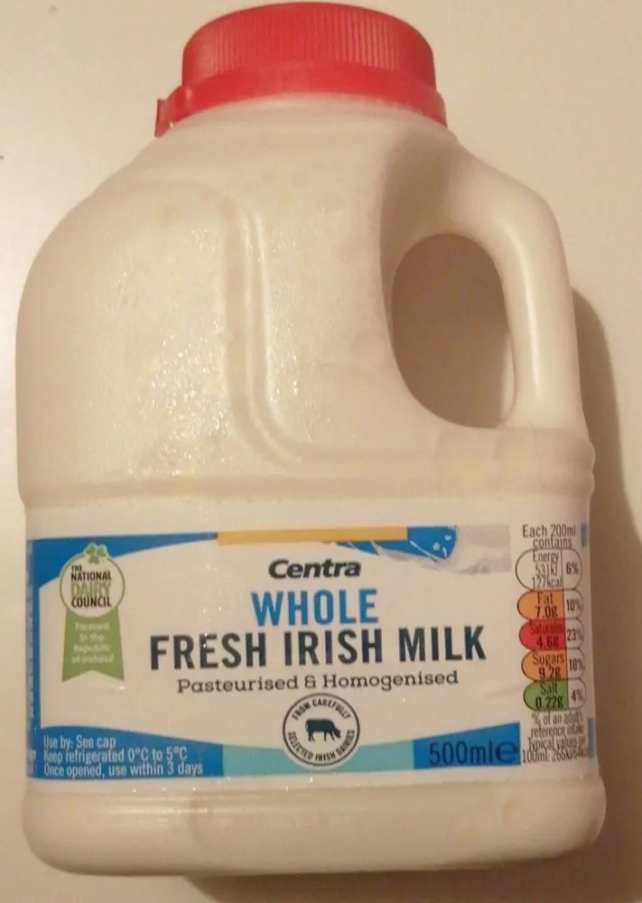 Centra whole fresh Irish milk