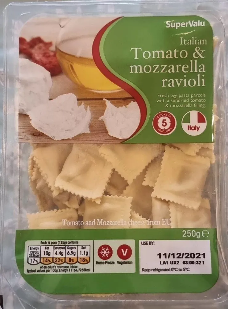 Tomato and mozzarella ravioli