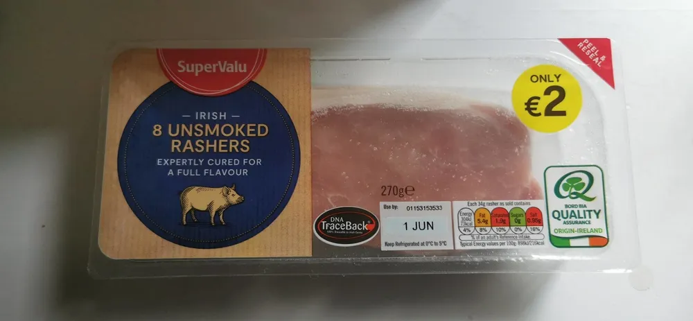 Irish 8 Unsmomed Rashers