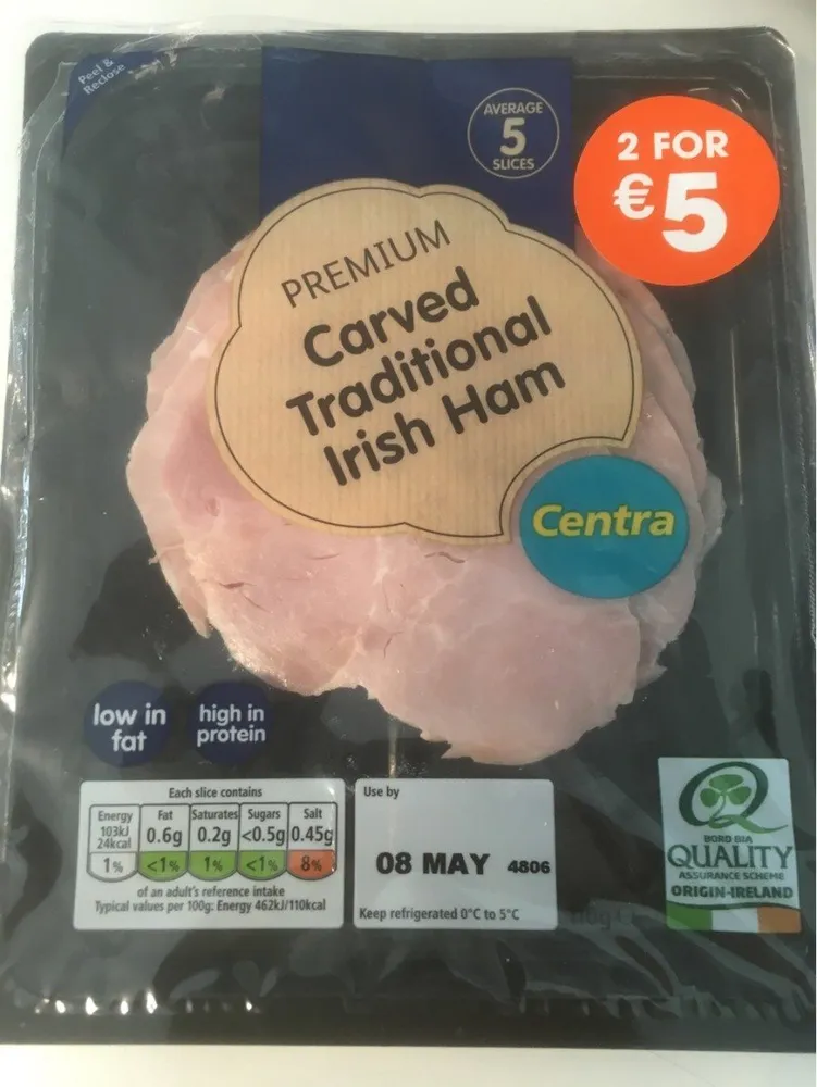 Carved traditional irish ham