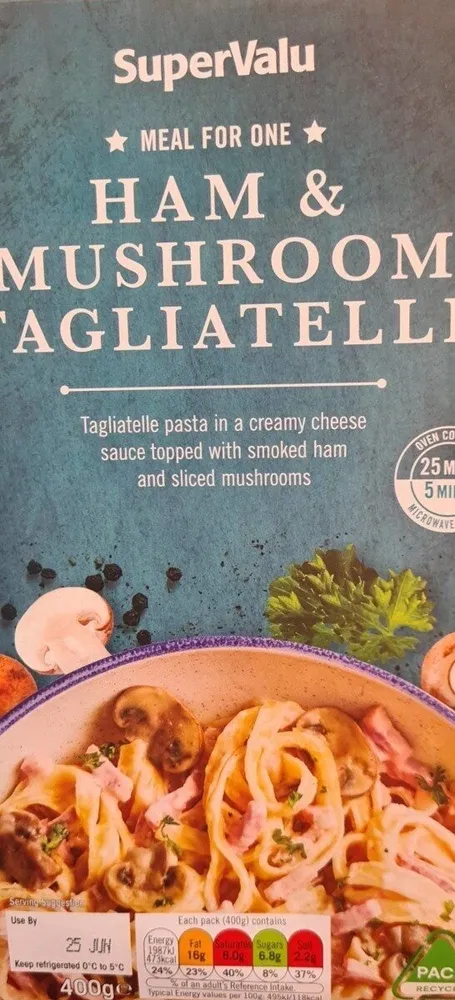 Ham and mushroom tagliatelle