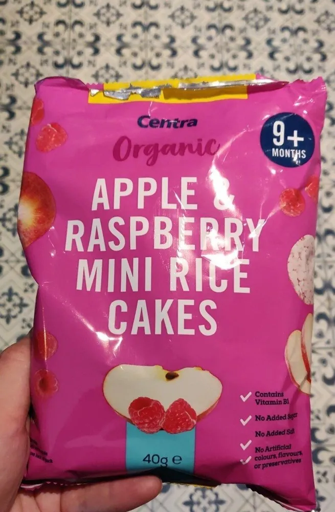 Apple and Raspberry mini rice cakes