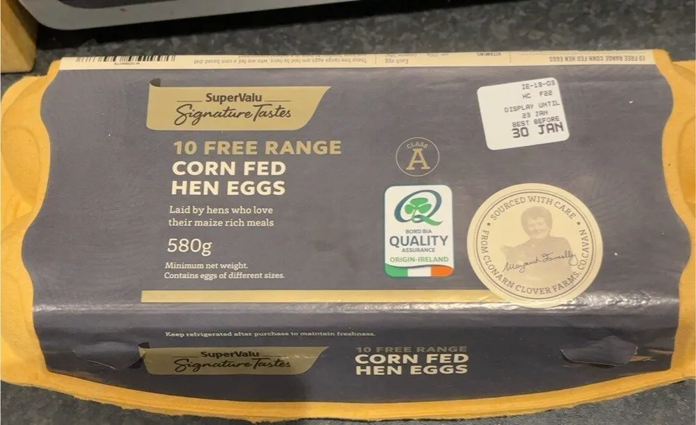 10 free range corn fed hen egg