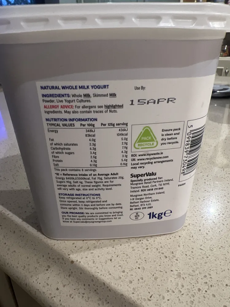 Natural Whole Milk Yogurt