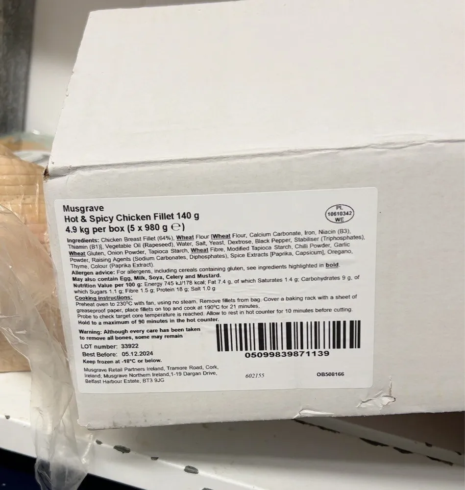 Musgrave Hot & Spicy Chicken Fillet 140g