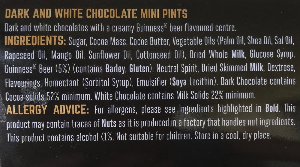 Lir Chocolates Guinness Mini Pints 65 Grams