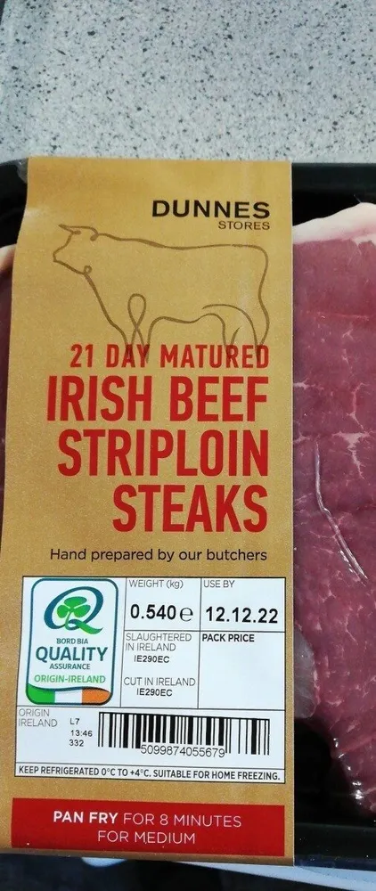 Irish beef striploin