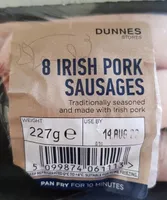 RECYCLE 100% RECYCLABLE PORK 8 DUNNES SAUSAGES STO