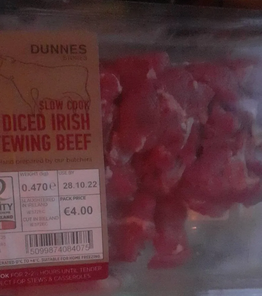 Diced irish stewed beef
