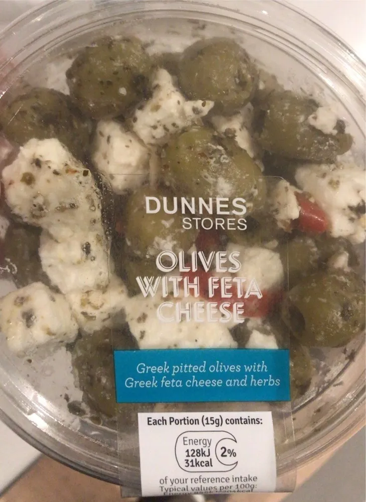 Pitted olives and feta cheese