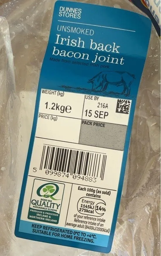 Irish back bacon joint