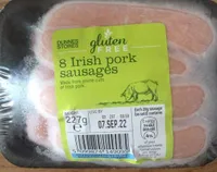 PORK 8 SAUSAGES DUNNES STORES gluten IRISH PORK SA
