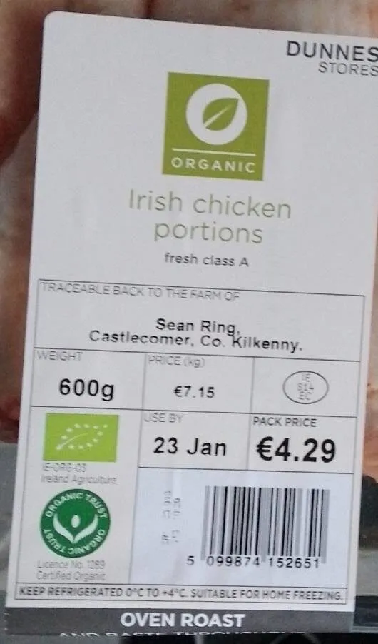 Organic Irish Chicken Portions fresh class A