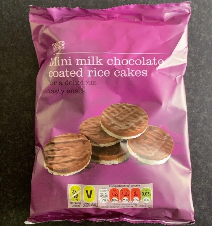 Mini milk chocoolate coated rice cakes