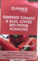 Sundried tomato & basil topped red pepper hummus