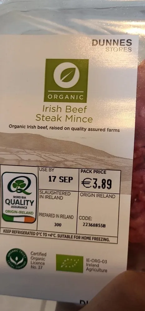 Organic beef steak mince