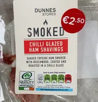 Chilli glazed ham shavings
