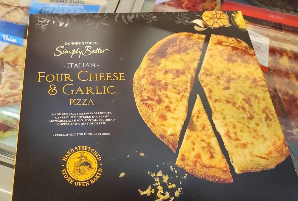 Four cheese and garlic pizza