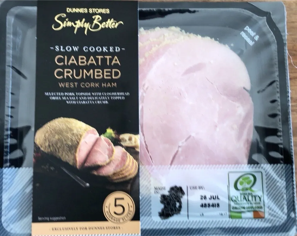 Ciabatta crumbed ham