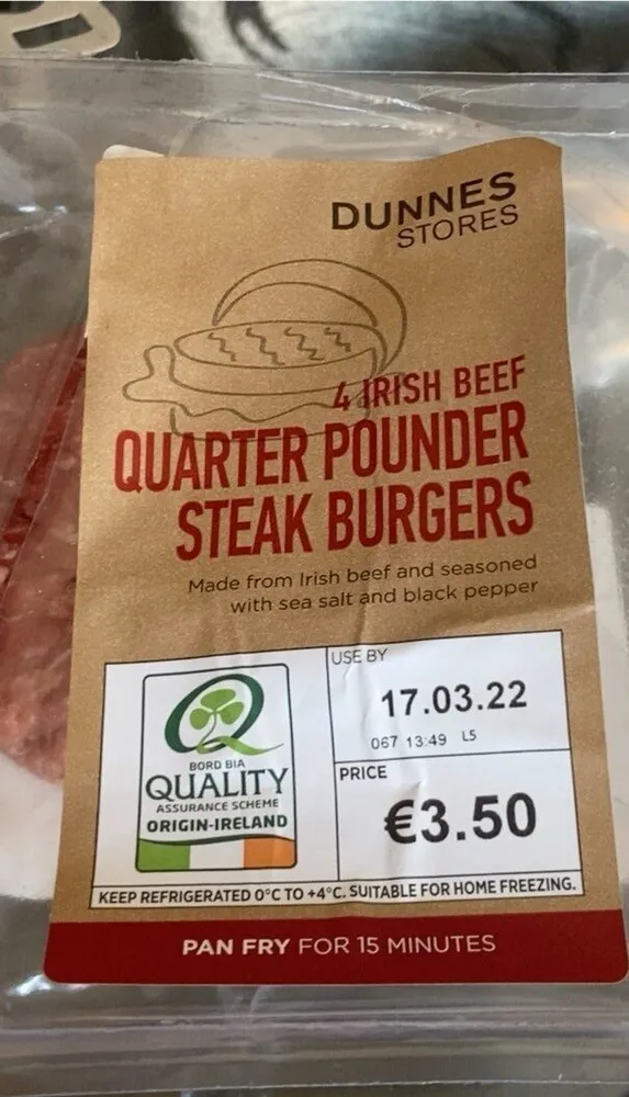 IRISH BEEF QUARTER POUNDER STEAK BURGERS