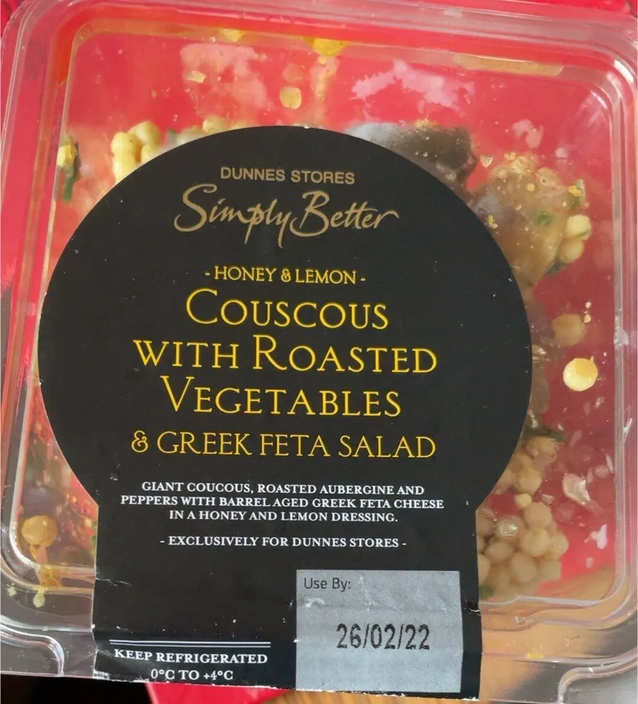 Couscous with roasted vegetables and Greek feta salad