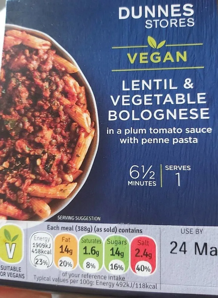 Lentil and vegetable bolognese