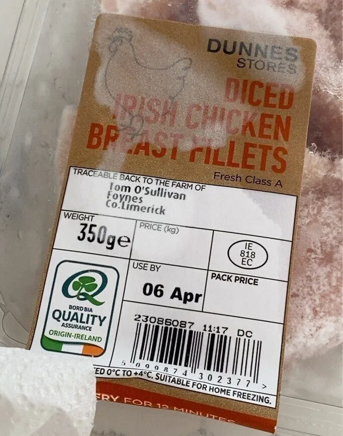 Diced irish chicken breast fillet