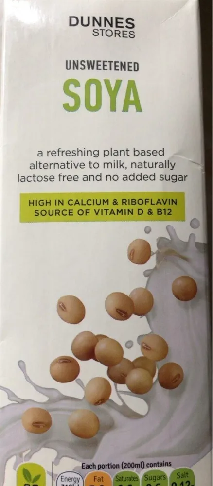 Unsweetened soya milk alternative