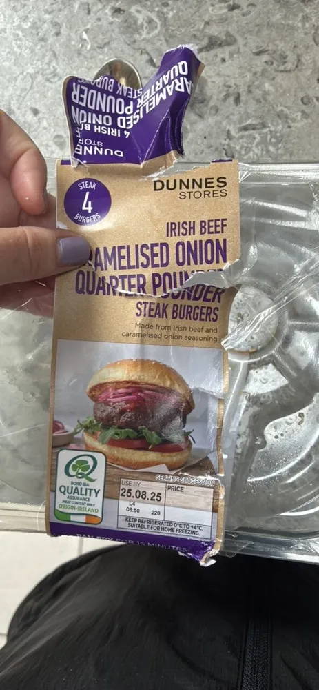 Irish Beef Caramelised Onion Quarter Pounder Steak Burgers
