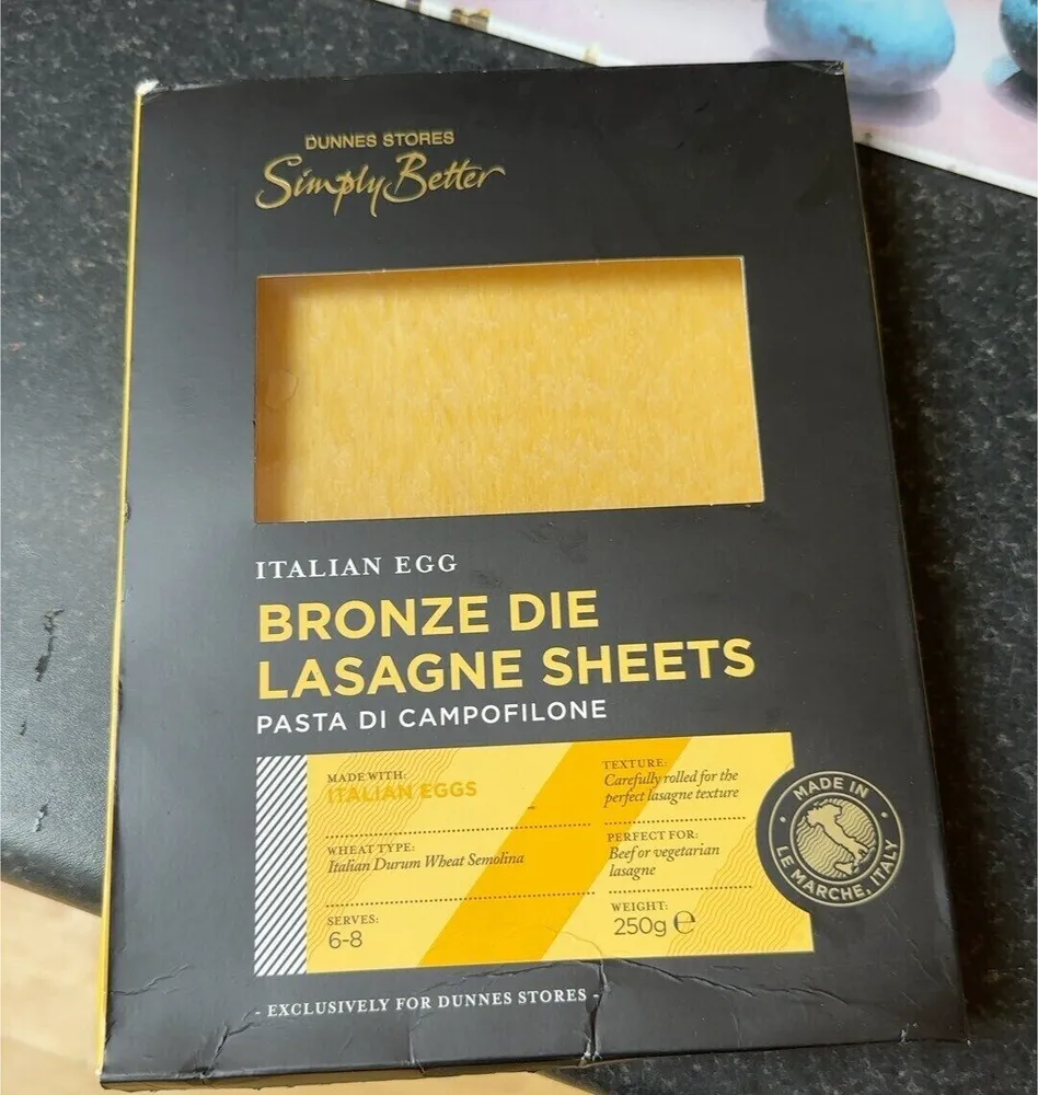Bronze die lasagne sheets