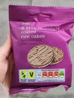 Milk chocolate coated rice cakes