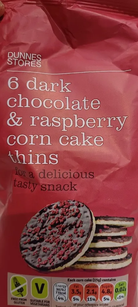 Dunnes Stores Dark Chocolate & Rasperry Corn Cake Thins