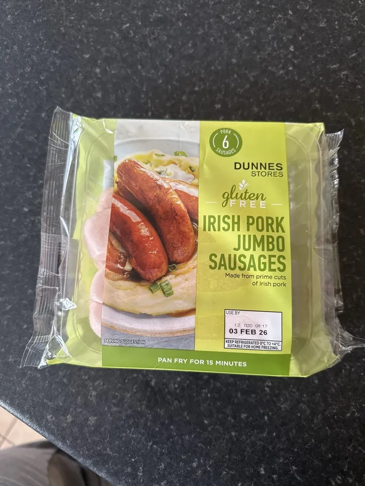 Gluten Free Irish Pork Jumbo Sausage