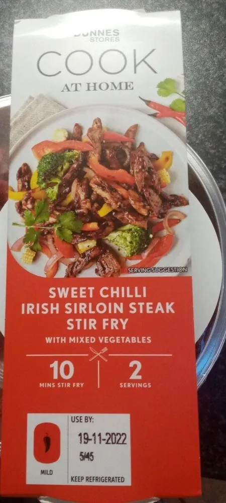 Sweet chilli irish sirloin steak stir fry