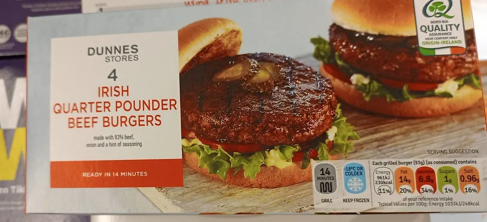 Irish quarter pounder beef burger