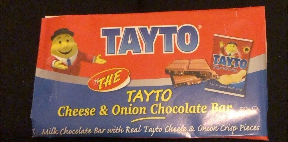 Tayto cheese and onion chocolate bar