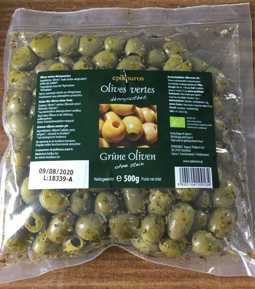 Olives vertes dénoyautées