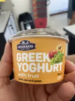 Greek yoghurt with fruit peach, apricot and grape