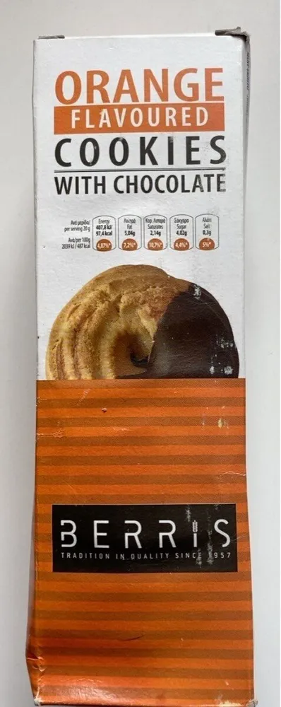 Orange flavoured cookies with chocolate