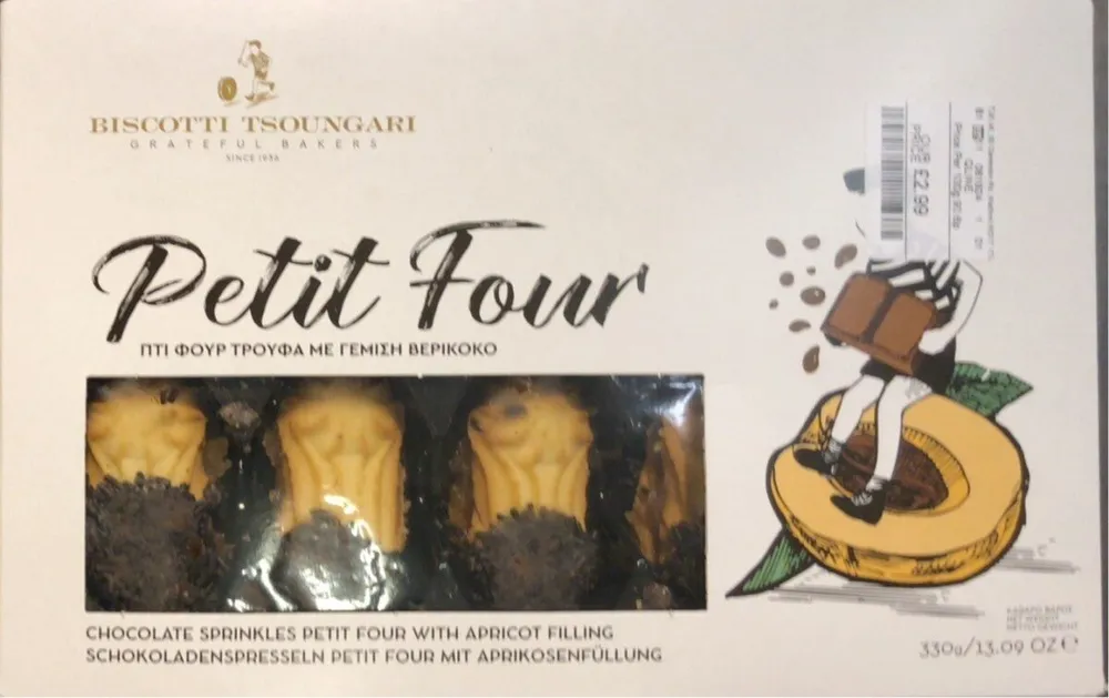 Petit Four with Chocolate Sprinkles and Apricot filling