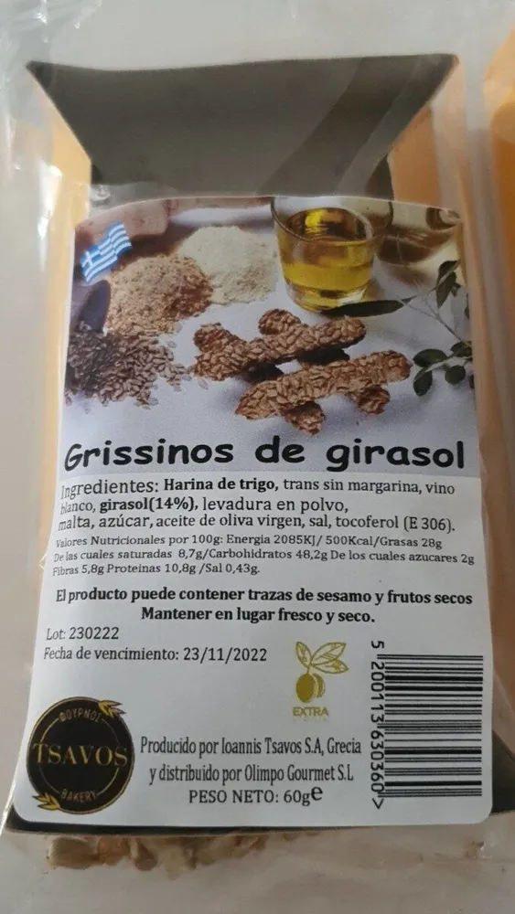 Grissinos de girasol