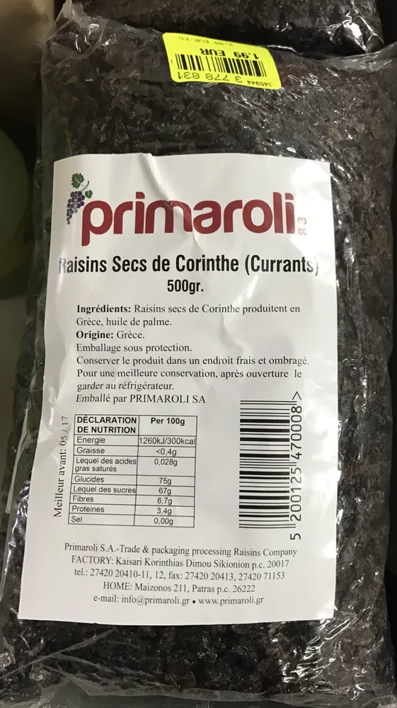Raisins secs de Corinthe