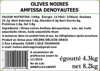 OLIVES NOIRES AMFISSA DENOYAUTEES