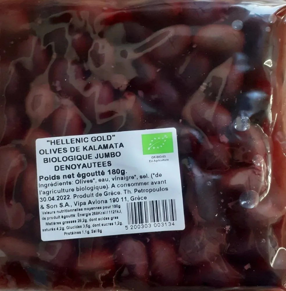 Olves de Kalamata biologiques Jumbo denoyautees